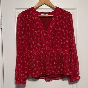 Madewell Floral Red Blouse